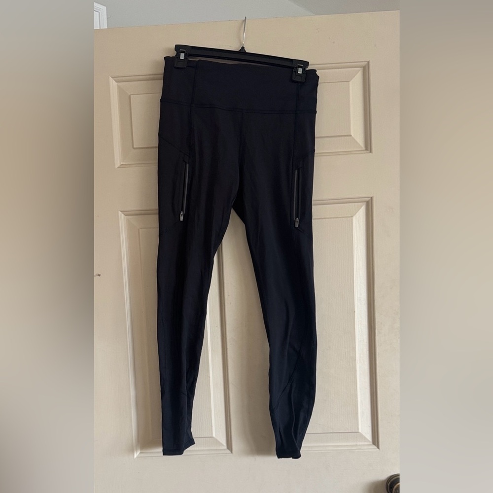 Athleta Black Rainier Fleece Lined Cold Weather leggings- size small